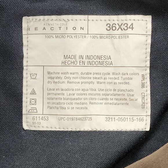 Kenneth Cole Reaction Pants Mens 36X34 Brown Micro Polyester Straight Leg Office - Picture 4 of 9